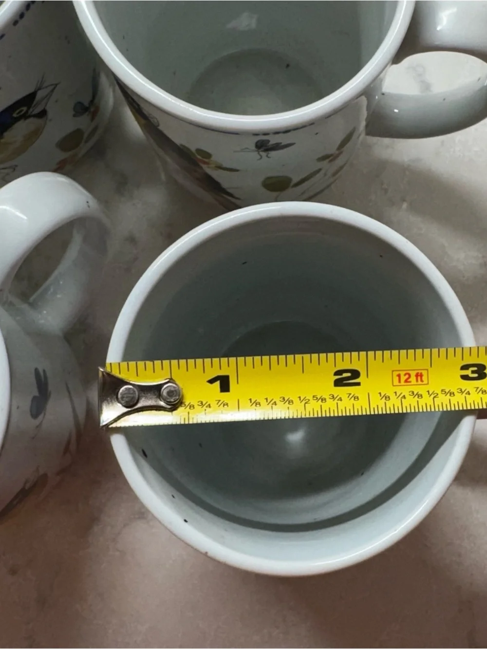 Fitz and Floyd Hand-Painted Bird Mugs in Blue, Yellow & Green